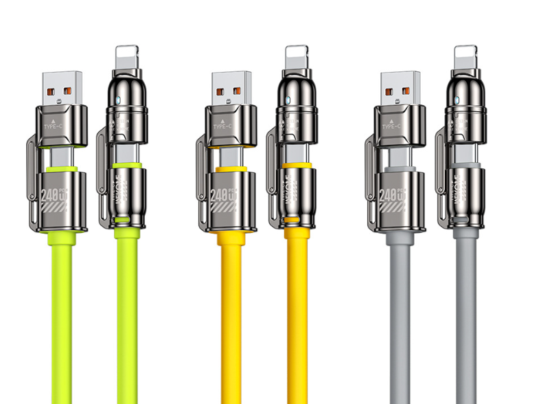 WEKOME diamond atom 240W skin-friendly silicone high-power four-in-one super fast charging data line WDC-51- orange