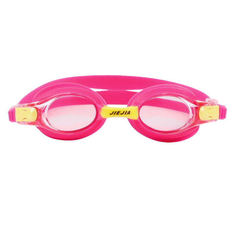 Children's Pink Swimming Goggles, Silicone - One-Piece, Anti-Fog, High Definition Lenses