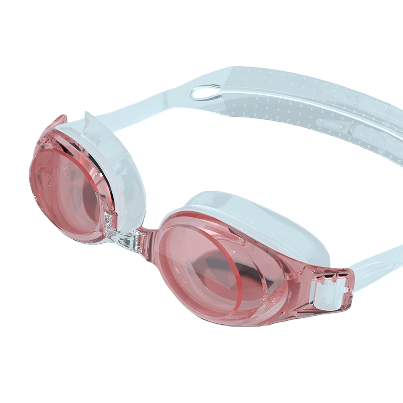 High-definition vision waterproof and fog-proof pink swimming goggles, unisex for adults, with flat or myopia options