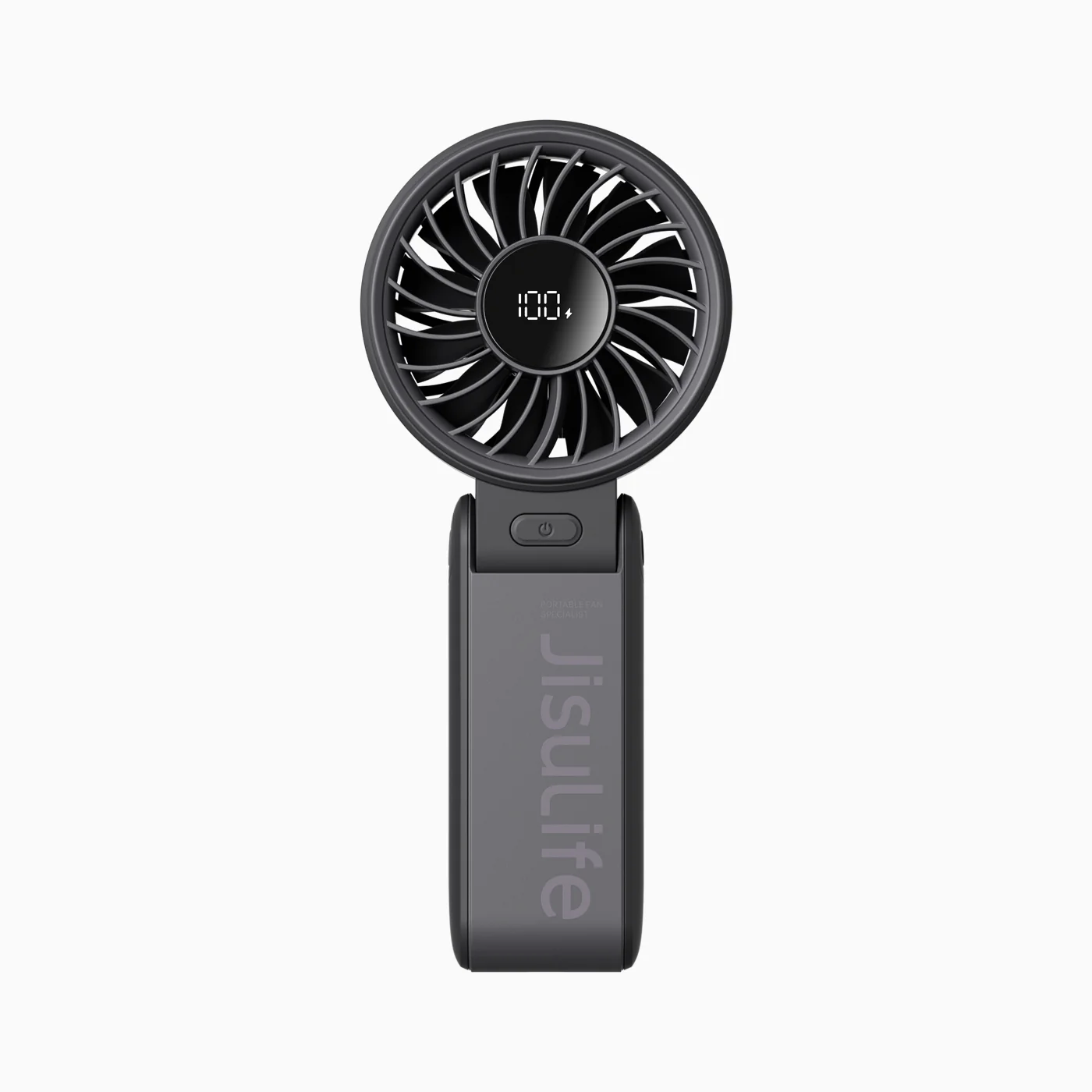 JISULIFE Handheld Fan Life7 – Ultimate Flexibility:High-Power Motor,LED Display,5000mAh Rechargeable,5-Speed,Foldable Design,3-IN-1 Portable-Black
