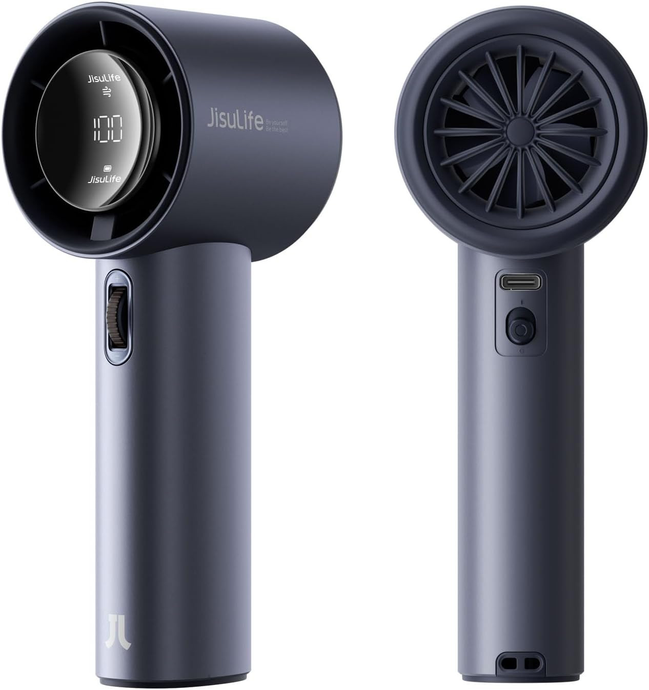 JISULIFE Handheld Fan Pro1,Speed(1-100) Adjustable Mini Portable Fan,3600mAh Battery Rechargeable Personal Fan,Digital Display,Travel/Camping-Blue