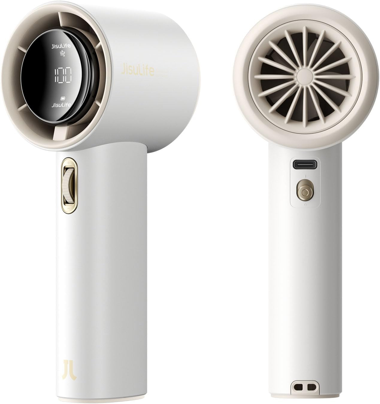 JISULIFE Handheld Fan Pro1,Speed(1-100) Adjustable Mini Portable Fan,3600mAh Battery Rechargeable Personal Fan,Digital Display,Travel/Camping-White
