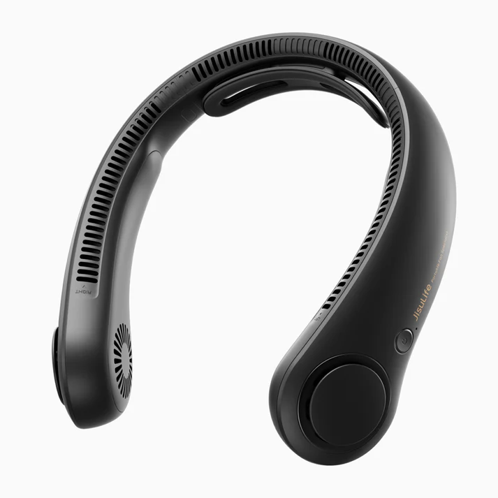 JISULIFE Portable Neck Fan, Neckbrace Personal Hands Free, 5 Speed Gears Adjustment,5000 mAh Wearable Bladeless Quiet Rechargeable-Black