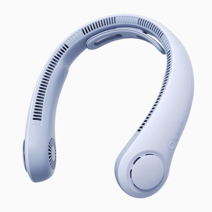 JISULIFE Portable Neck Fan, Neckbrace Personal Hands Free, 5 Speed Gears Adjustment,5000 mAh Wearable Bladeless Quiet Rechargeable-Blue