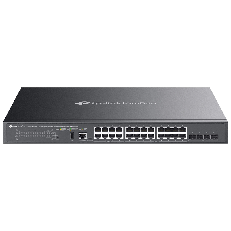 TP-Link Omada 24-Port Gigabit Stackable Lite L3 Managed PoE++ Switch with 4 10G Slots (SG5428XMPP)