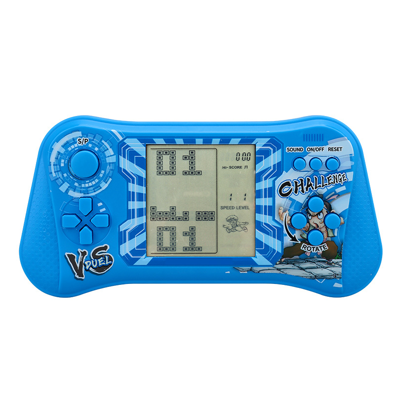 Classic nostalgic large screen eye friendly Tetris game console, children's puzzle electronic toy - 10110 large screen blue