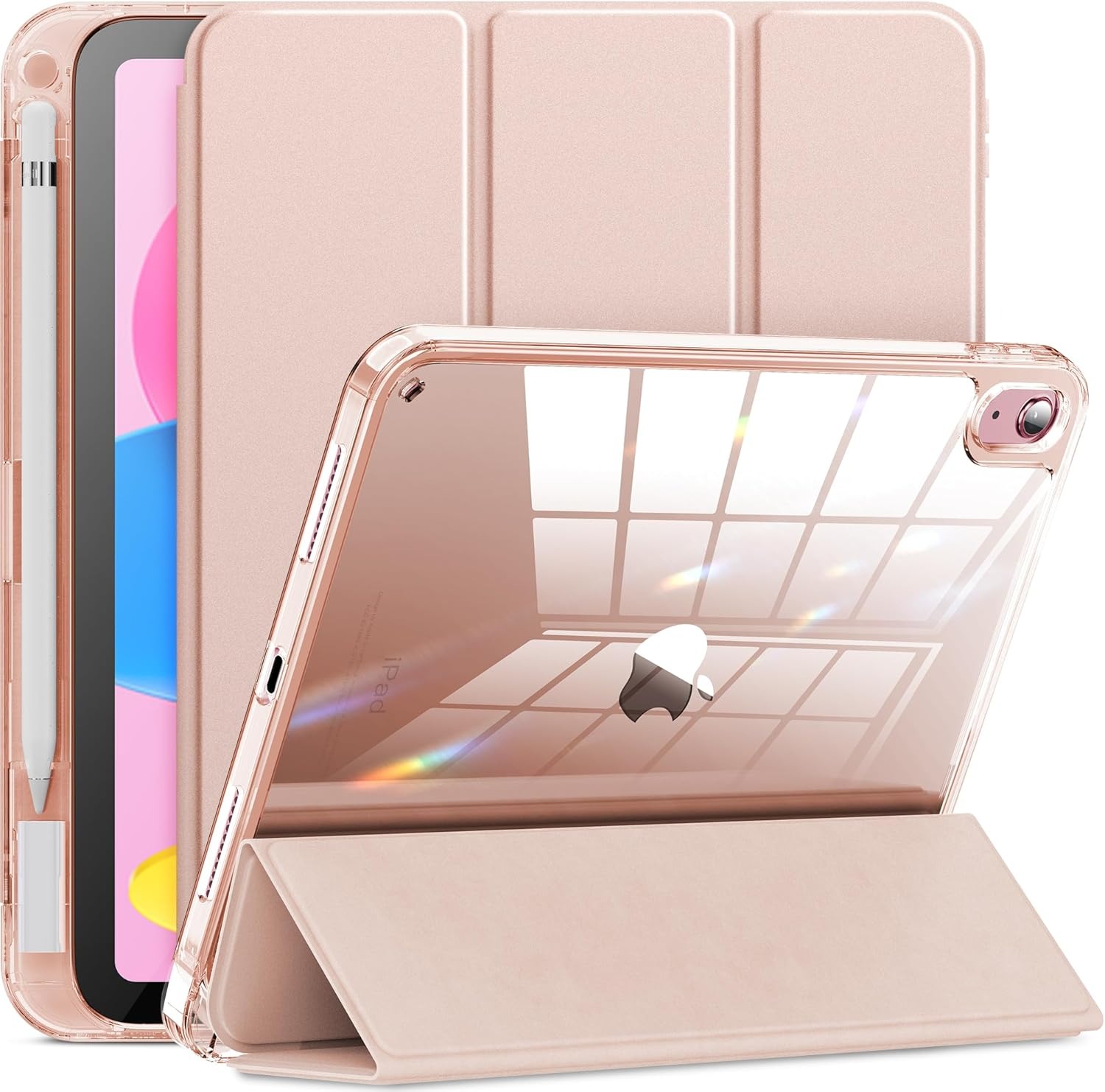 Compatible with iPad (A16) 11th Generation 11 Inch 2025 Case, iPad 10th Generation Case 2022 10.9 Inch 2022, Crystal Clear with Slot for Pencil Pink