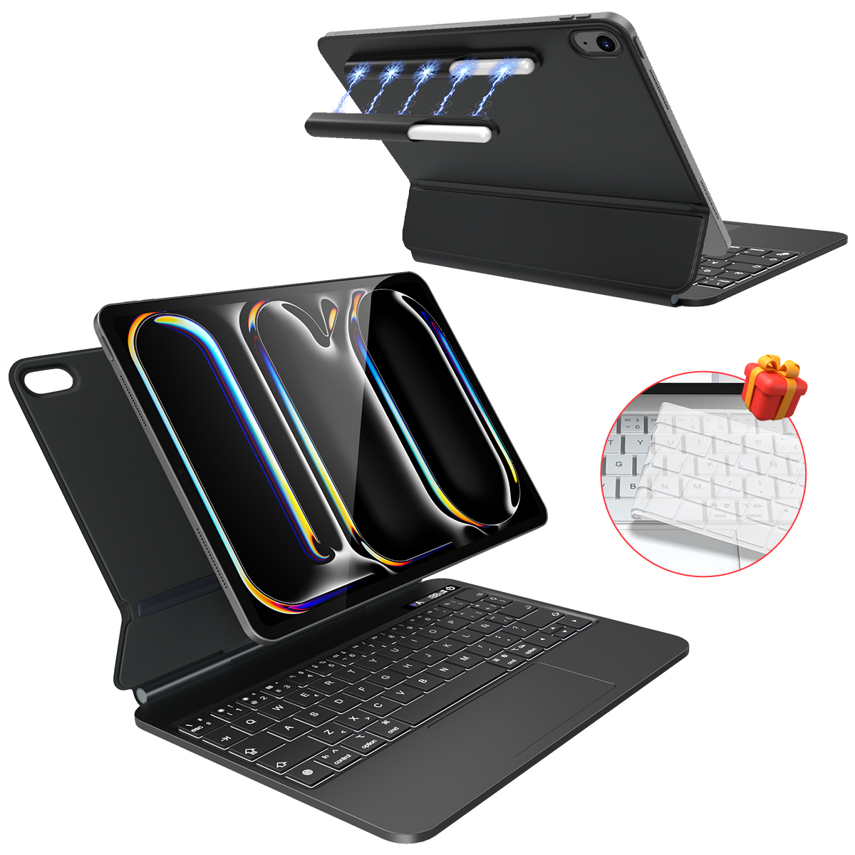 Apple Magic Keyboard for iPad Pro 11 inch (M4) - US English - Detachable Wireless Bluetooth Case Pencil Holder Black