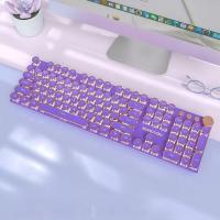 Gaming-Keyboards-EWEADN-V20-Retro-Typewriter-Mechanical-Gaming-Keyboard-Full-Size-104-Keys-Purple-Golden-Vintage-Design-LED-Backlit-Pink-Switches-Purple-2