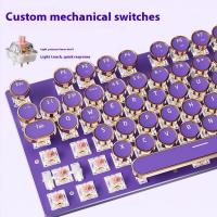 Gaming-Keyboards-EWEADN-V20-Retro-Typewriter-Mechanical-Gaming-Keyboard-Full-Size-104-Keys-Purple-Golden-Vintage-Design-LED-Backlit-Pink-Switches-Purple-3