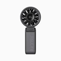 JISULIFE Handheld Fan Life7 – Ultimate Flexibility:High-Power Motor,LED Display,5000mAh Rechargeable,5-Speed,Foldable Design,3-IN-1 Portable-Black