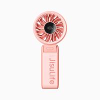 JISULIFE Handheld Fan Life7 – Ultimate Flexibility:High-Power Motor,LED Display,5000mAh Rechargeable,5-Speed,Foldable Design,3-IN-1 Portable-Pink