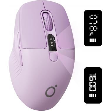 EWEADN Q1 Mini Wireless & Bluetooth Mouse - Rechargeable Silent Mouse with Type-C, Digital Power Display, Portable Pocket Mouse for Laptop - Purple