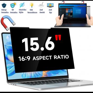 Magnetic 15.6 Inch Laptop Privacy Screen for 16:9 Computer Monitor, Removable Anti Glare Blue Light Filter Protector, 15 in Privacy Shield Compatible