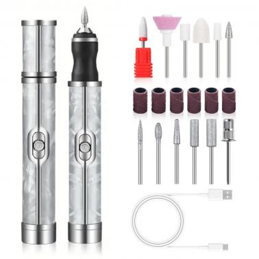 Nail Polisher Home Portable Manicure and Nail Removal Tool Rechargeable Grinder Pen Electric Nail Grinder Manicure Care,Gray