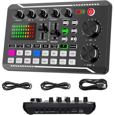 Professional Audio Mixer, SINWE Live Sound Card and Audio Interface with DJ Mixer Effects and Voice Changer,Podcast Production Studio Equipment
