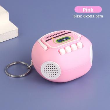 Nostalgic Retro Radio Keychain Mini Recorder Pendant Children's Toy Recording Pendant Gift Recorder - pink