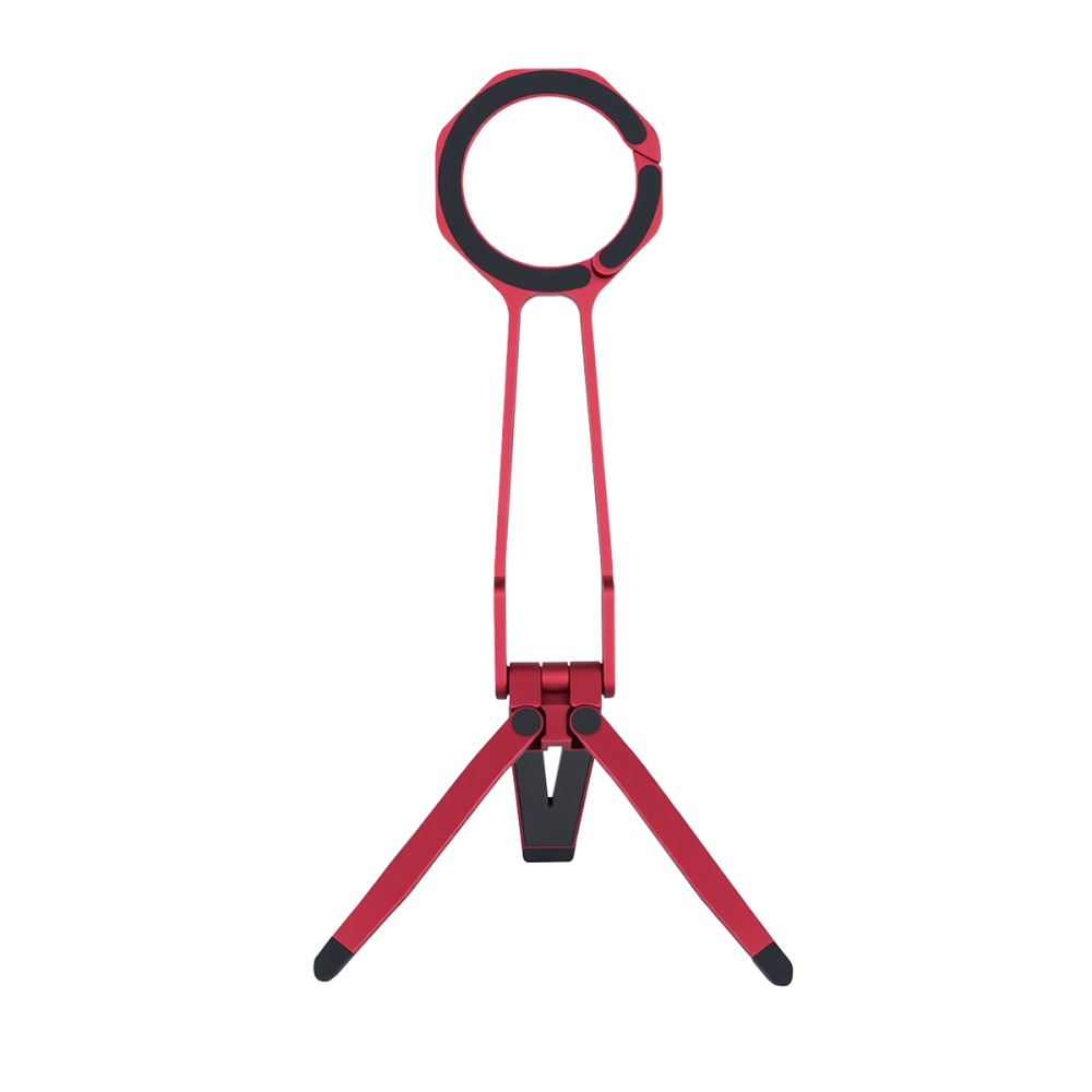 Phone Mini Metal Tripod Stand with Spring Buckle for MagSafe - Red
