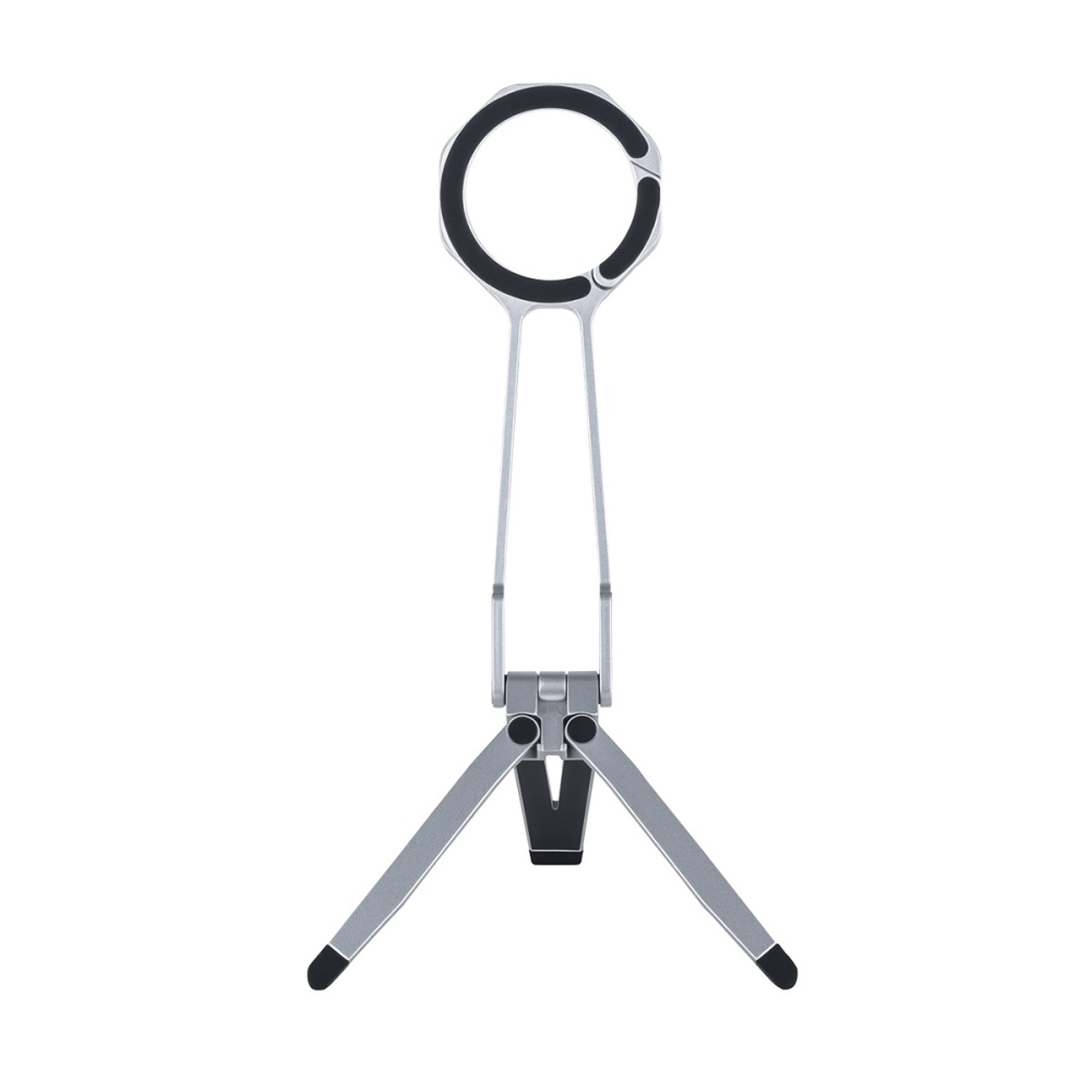Phone Mini Metal Tripod Stand with Spring Buckle for MagSafe - Silver