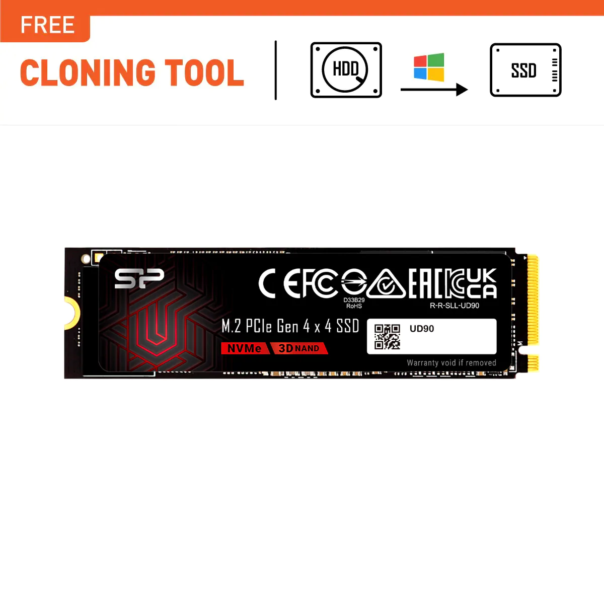 Silicon Power UD90 500GB R/W up to 5,000/4,800 MB/s PCIe NVMe Gen 4x4 M.2 SSD - SP500GBP44UD9005