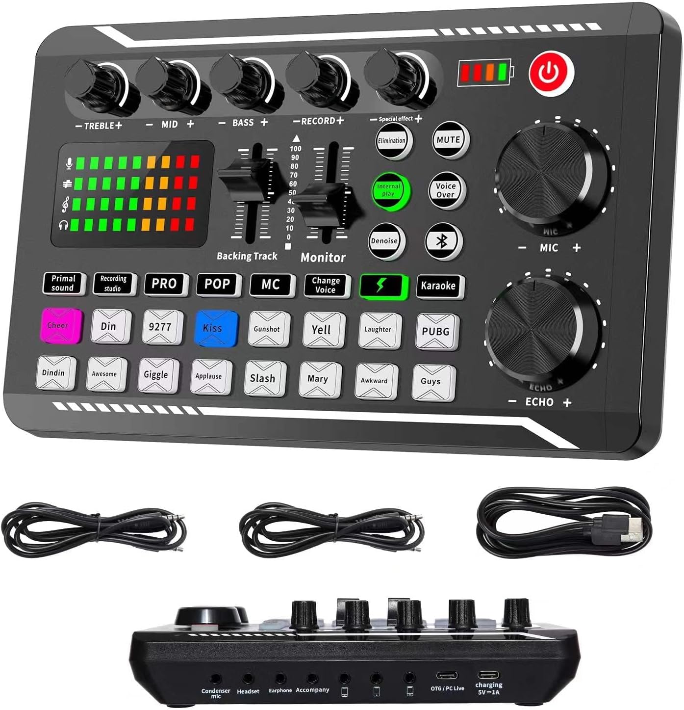 Professional Audio Mixer, SINWE Live Sound Card and Audio Interface with DJ Mixer Effects and Voice Changer,Podcast Production Studio Equipment