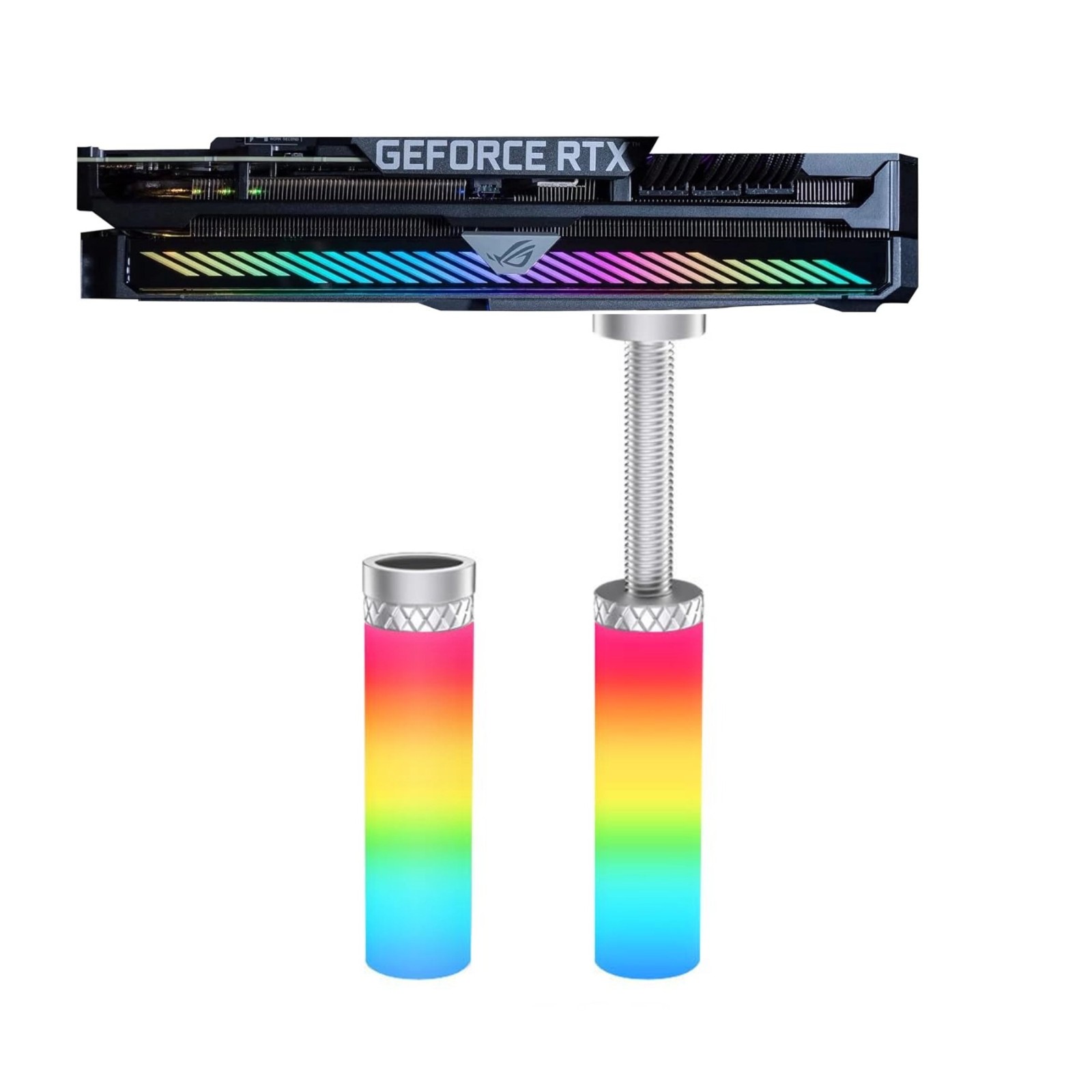 Anti-Sag ARGB GPU Support Bracket, Adjustable Aluminum Graphics Card Holder 75-125mm, Magnetic Base, 5V 3-Pin ARGB Sync for ATX/M-ATX/ITX PC Case