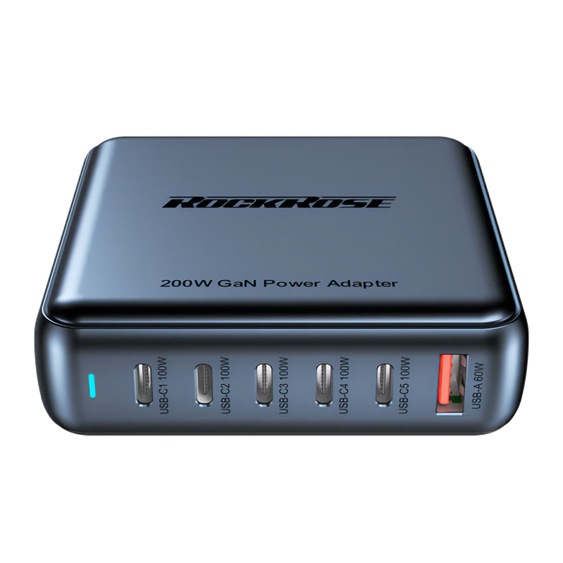 RockRose Infinito G200 6 Port 200W GaN Charging Station (RRTC59)