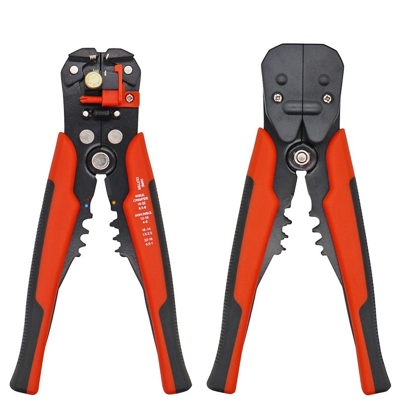 VELORICA Wire Stripping Tool,8" Automatic Wire Crimping Pliers/Cutting Stripper Tool with Self-adjusting Jaws, for 10-24 AWG Stranded,Orange+Black