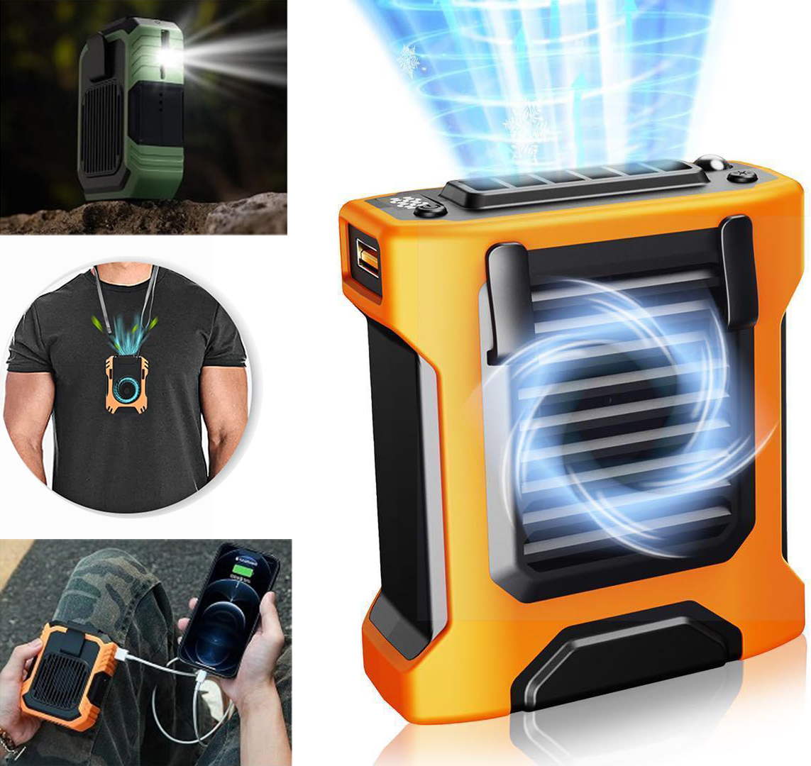Portable Fan with Power Bank 10000mah Waist Fan 3-in-1 Waist Hanging Fan Neck Fan Desktop Fan Multifunctional Waist-Mounted Fan Outdoor Companion