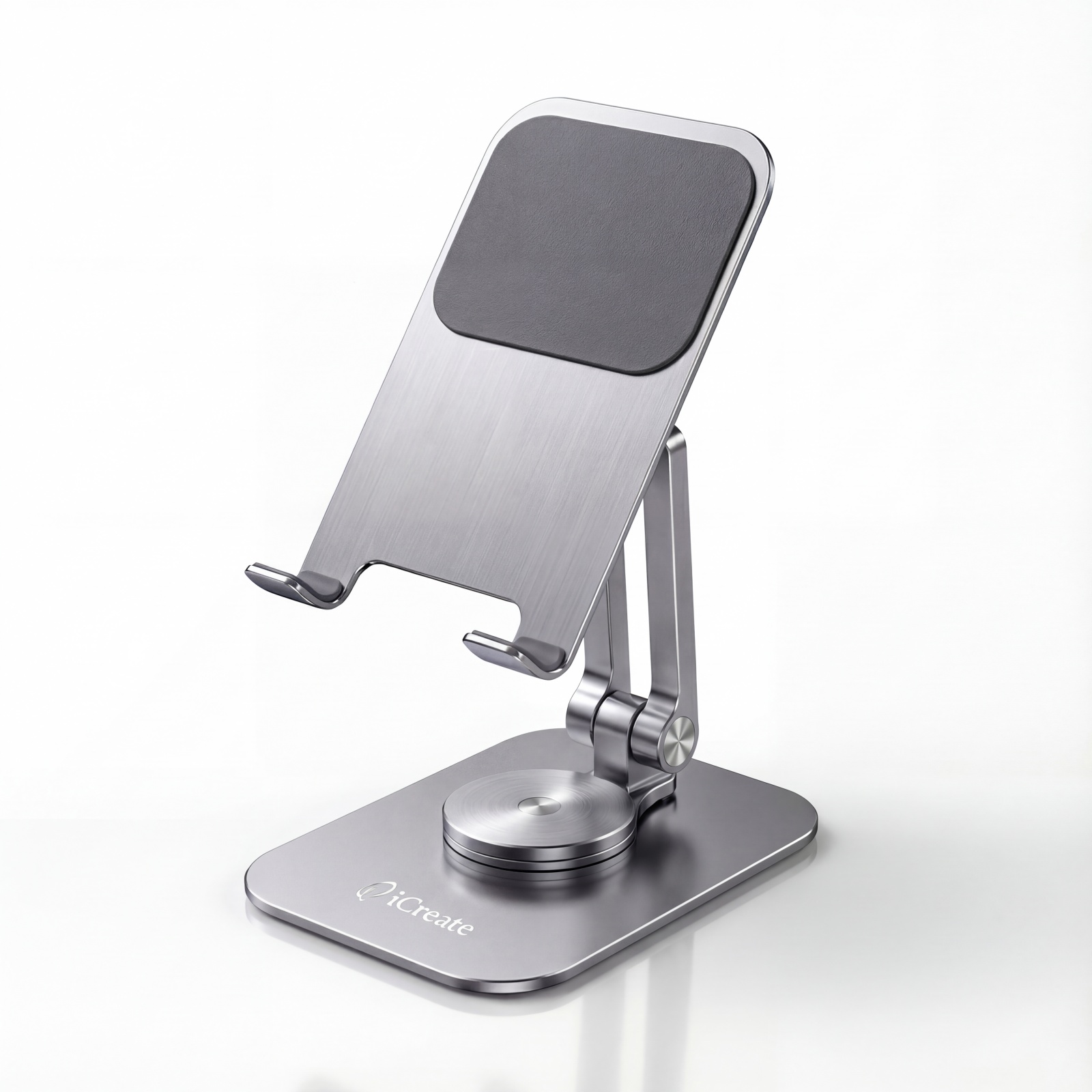 Phone Desktop Stand Aluminum Holder 360° Rotation and Foldable - Grey