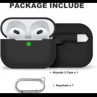 AirPods Pro 3 Case (2025), Soft Silicone Protective Case Cover Compatible with Apple AirPods Pro 3rd Generation (USB-C Cable) Black