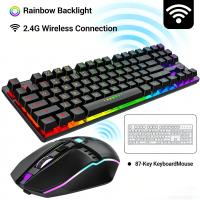 VELORICA Wireless Gaming Keyboard and Mouse Combo, LED Backlit Rechargeable, Mechanical Feel Anti-ghosting Keyboard for PC Gamer (Black)