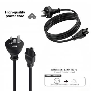 1.5m AU Plug to IEC C5/C6 Cloverleaf AC Power Cord, Male to Female Replacement Power Supply Cable for Laptop Adapters, NUCs, Monitors