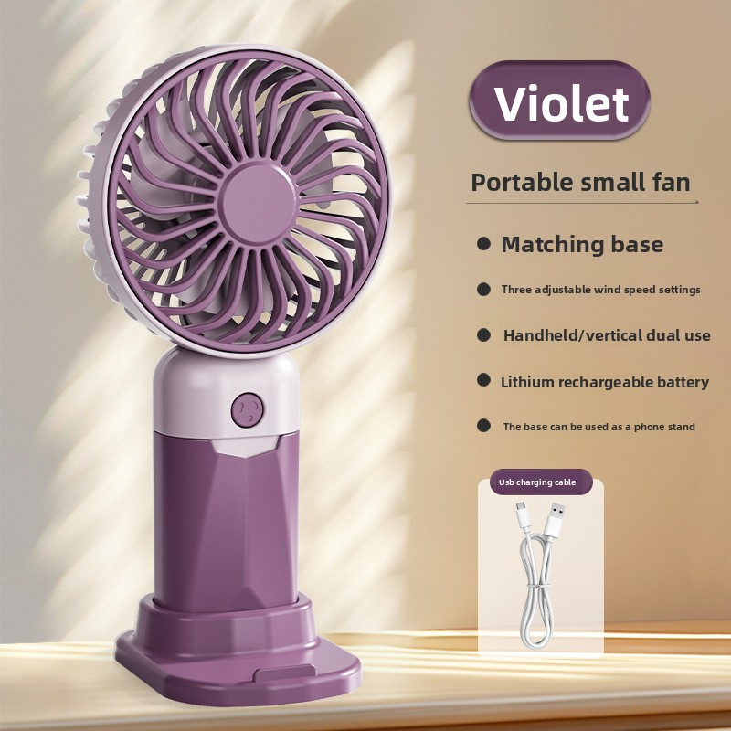 Handheld desktop fan cute cartoon mini portable small USB fan - Summer Purple