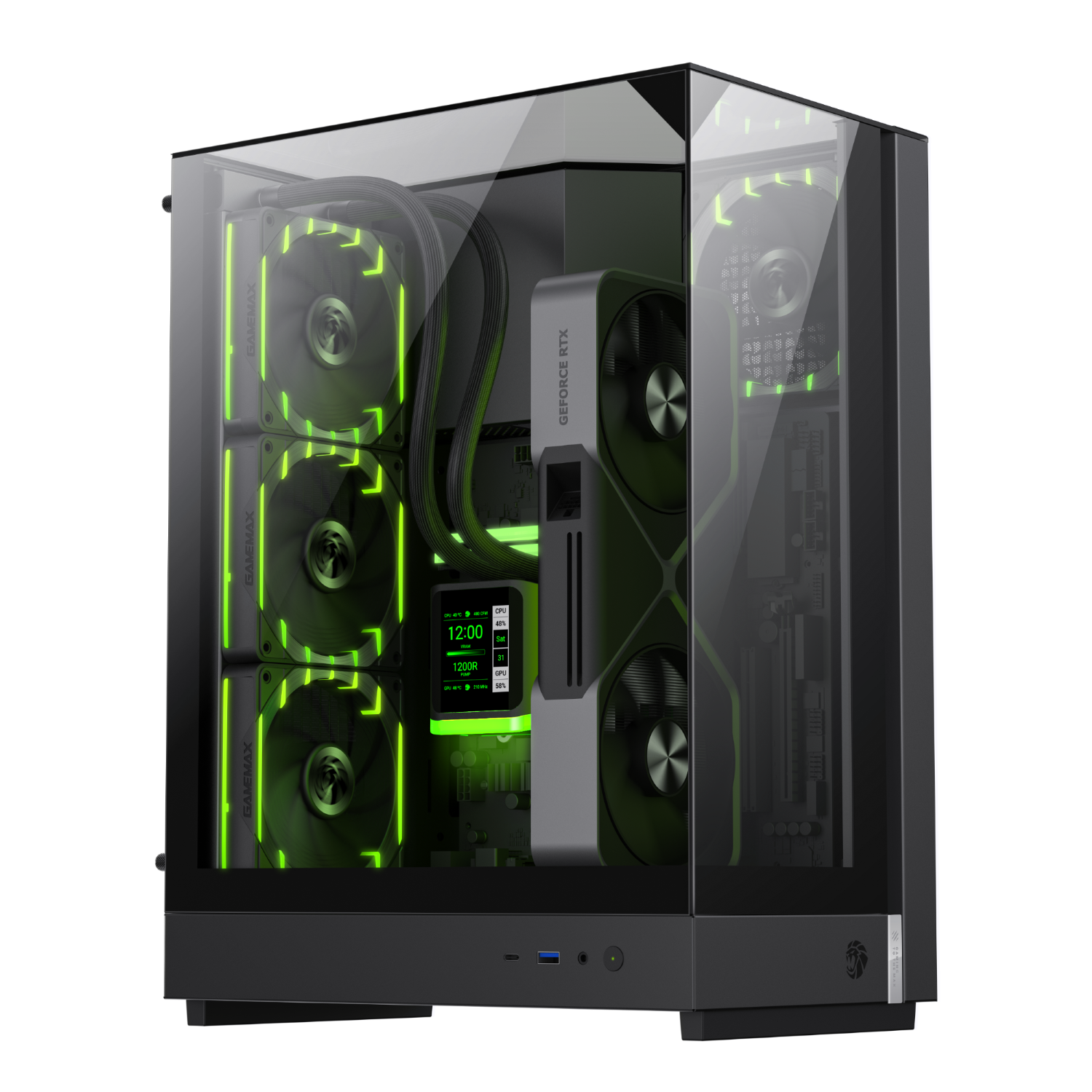 GameMax T20 BK Micro-ATX Compact Gaming Case - Vertical GPU Mount Ready, 2x ARGB Fans Pre-installed, SFX PSU Compatible - Black