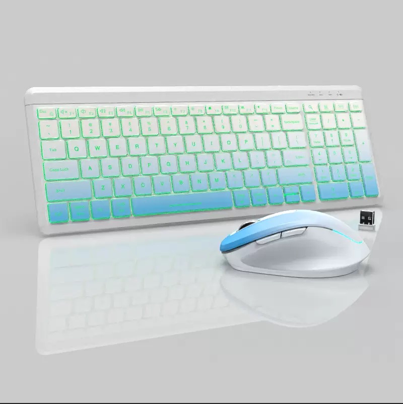 2.4G wireless Bluetooth dual-mode rechargeable keyboard mouse RGB backlight silent office keyboard set 