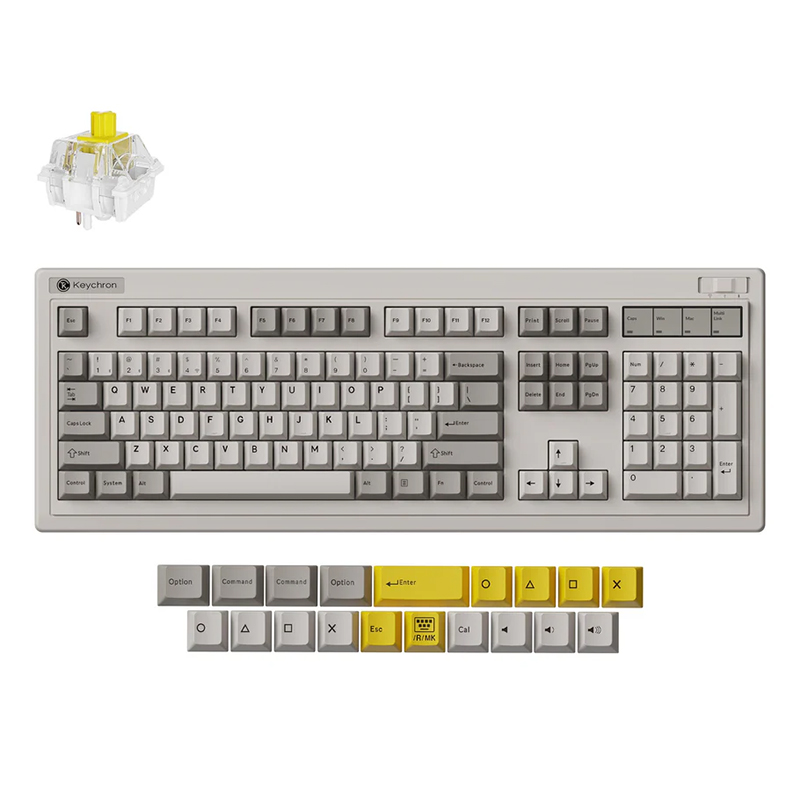 Keychron R6 QMK RGB Retro Hot-Swappable Wireless Mechanical Keyboard - Super Banana Switch (KBKCR6M4)