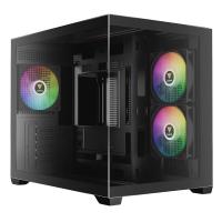 Gamdias AURA GC10M V2 Tempered Glass Mini Tower mATX Black Case with 3 120mm ARGB Fans (CASEGDGC10MV2BK)