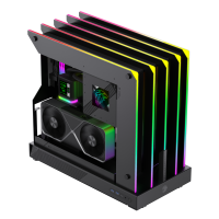 GameMax Blade Concept ATX Gaming Case - Premium Metal Chassis, 5x Integrated ARGB Light Strips, Futuristic High Airflow PC Tower - Black