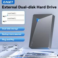 1TB USB 3.0 External Hard Drive Portable HDD Storage Device 2.5 Inch USB 3.0 Internal Mechanical Hard Drive, Dual Disk Design, Plug And Play for PC