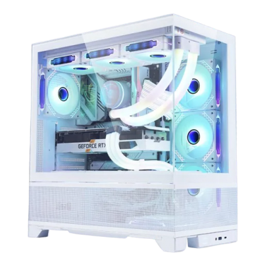 iCraft Manor Panoramic Mid-tower ATX Gaming Case White with 4 fans