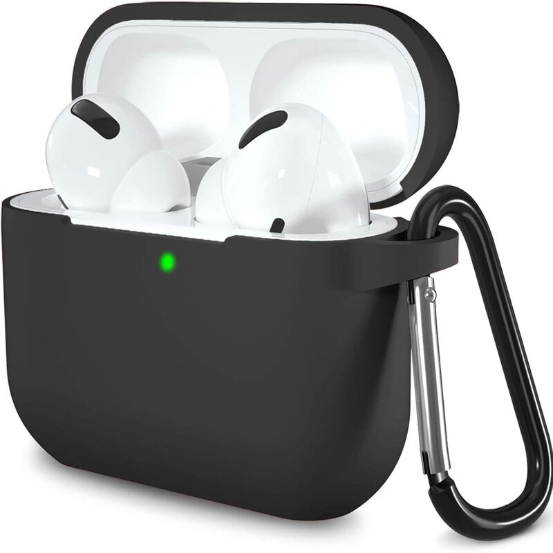 AirPods Pro 3 Case (2025), Soft Silicone Protective Case Cover Compatible with Apple AirPods Pro 3rd Generation (USB-C Cable) Black