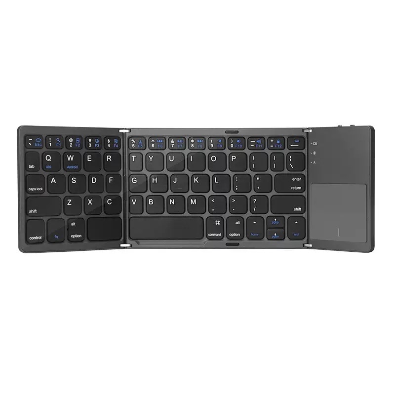 Three-fold Bluetooth keyboard Office portable Wireless touchpad folding keyboard 