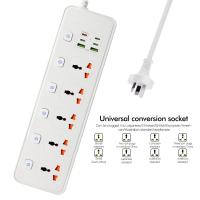Power Board Individual Switches,1.8M Power Strip with 5 International Universal AC Socket Holes,6 USB Fast Charging,for Home Office White