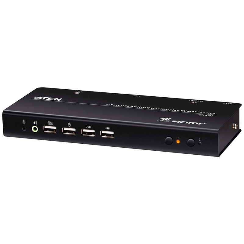 Aten CS742H 2 Port USB 4K HDMI Dual-Display KVMP Switch (CS742H-AT-U)
