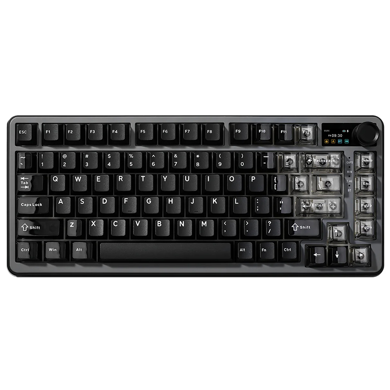 YUNZII B75 PRO MAX QMK/VIA Knob TFT Screen Wireless Black Mechanical Keyboard - Cocoa Cream V2 Linear Switch (KBYZB75MAXBKCC)