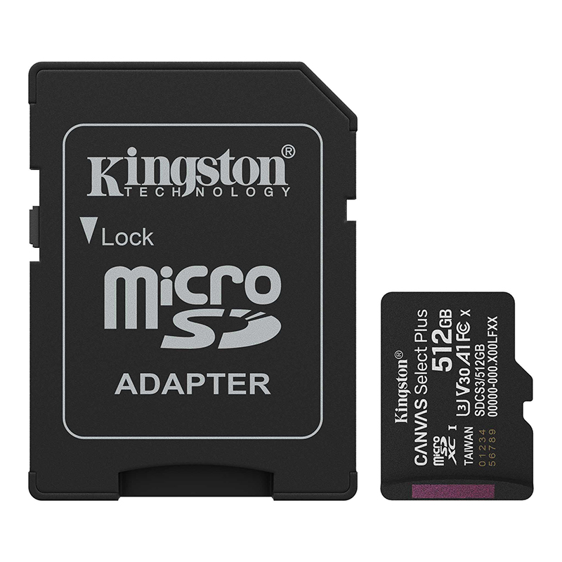 Kingston Canvas Select Plus 512GB 150MB/s microSD Memory Card (SDCS3/512GB)