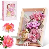 Flowers Building Set for Adults, Compatible with Lego Flowers Roses Plants Picture Frame, Botanical Collection Wall Art Home Office Decor, Ideas Gift 