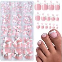 Daily-Necessities-Pink-False-Toenails-150-Pcs-Toe-Nail-Tips-Press-on-French-Fake-Short-Toe-Tips-Tip-Toe-Nail-Press-ons-Square-Round-Acrylic-Press-On-Toenails-5-Sizes-3