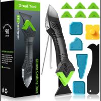 Outdoor-Tools-Caulking-Tool-5-in-1-Silicone-Caulking-Grout-Removal-Sealant-Finishing-Tool-with-Grout-Scraper-6-Exchange-Silicone-Pads-Adhesive-Residue-Scraper-Sea-9